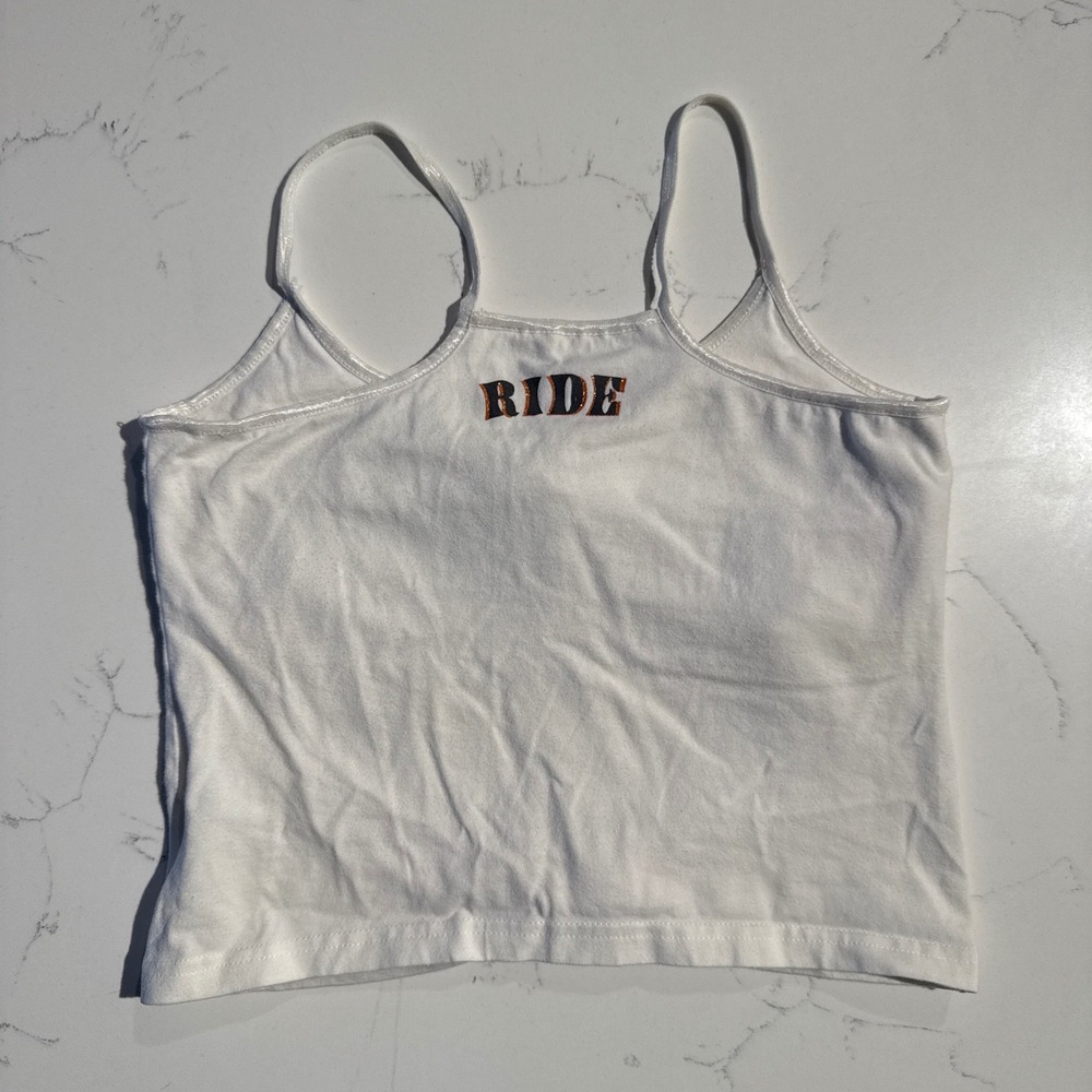 Harley-Davidson White Tank Top with Gold and Orange Design - Picture 4 of 4